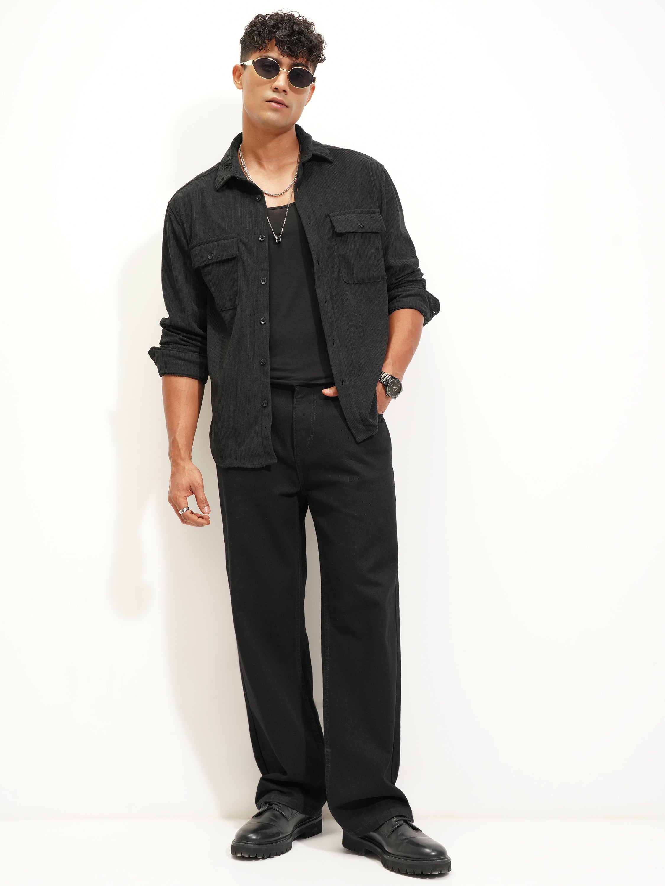 Highlander Men Black Solid Relaxed Fit Casual Shirt - Black - Image 2