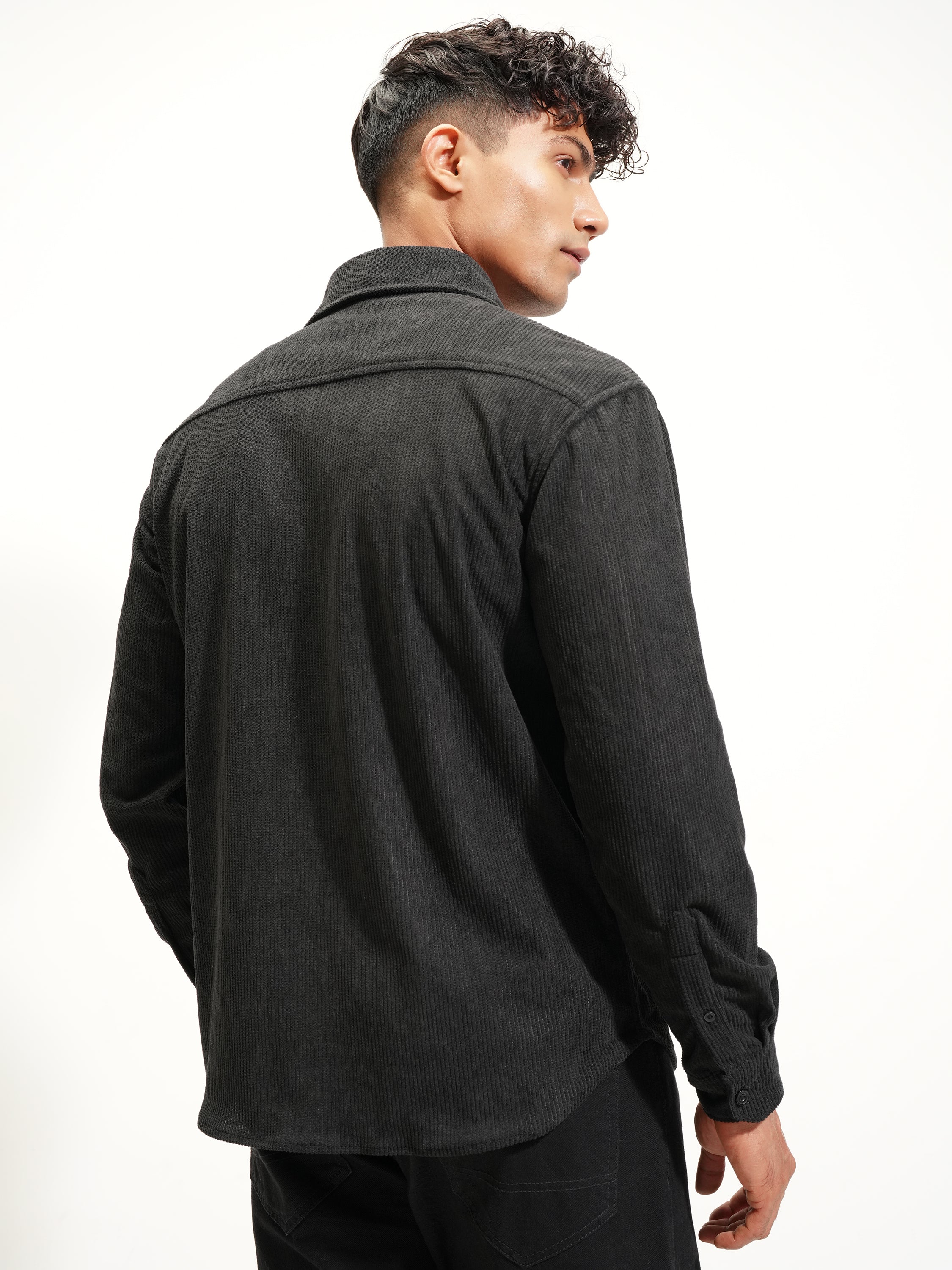 Highlander Men Black Solid Relaxed Fit Casual Shirt - Black - Image 3