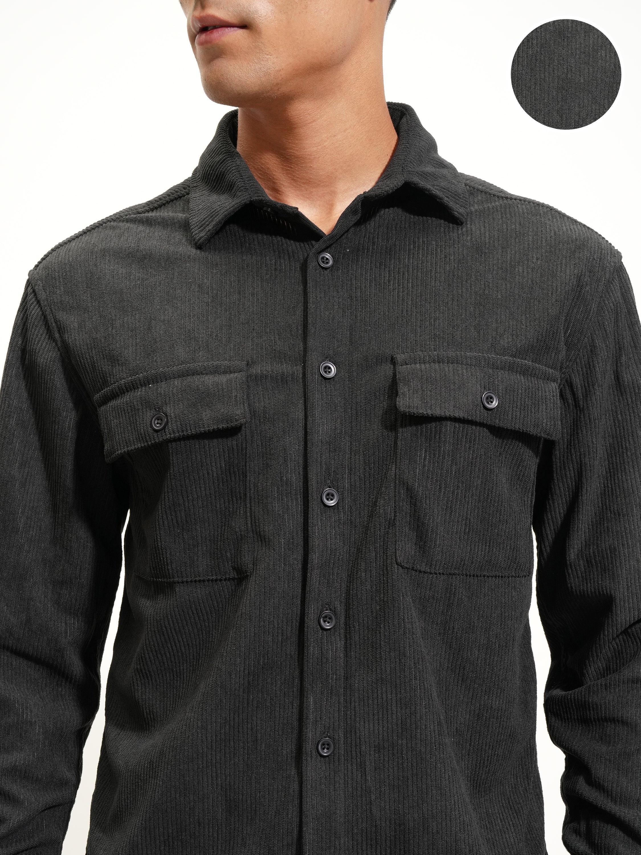 Highlander Men Black Solid Relaxed Fit Casual Shirt - Black - Image 5