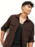 Highlander Men Brown Solid Relaxed Fit Casual Shirt - Brown - Image 1
