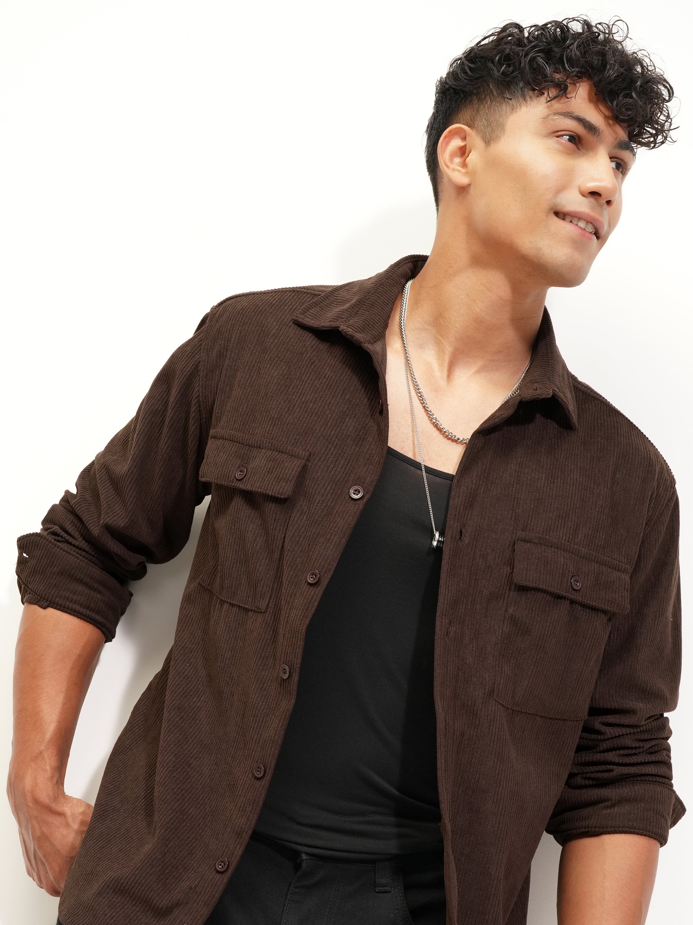 Highlander Men Brown Solid Relaxed Fit Casual Shirt - Brown - Image 1