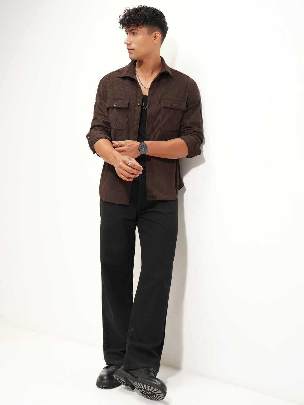 Highlander Men Brown Solid Relaxed Fit Casual Shirt - Brown - Image 2