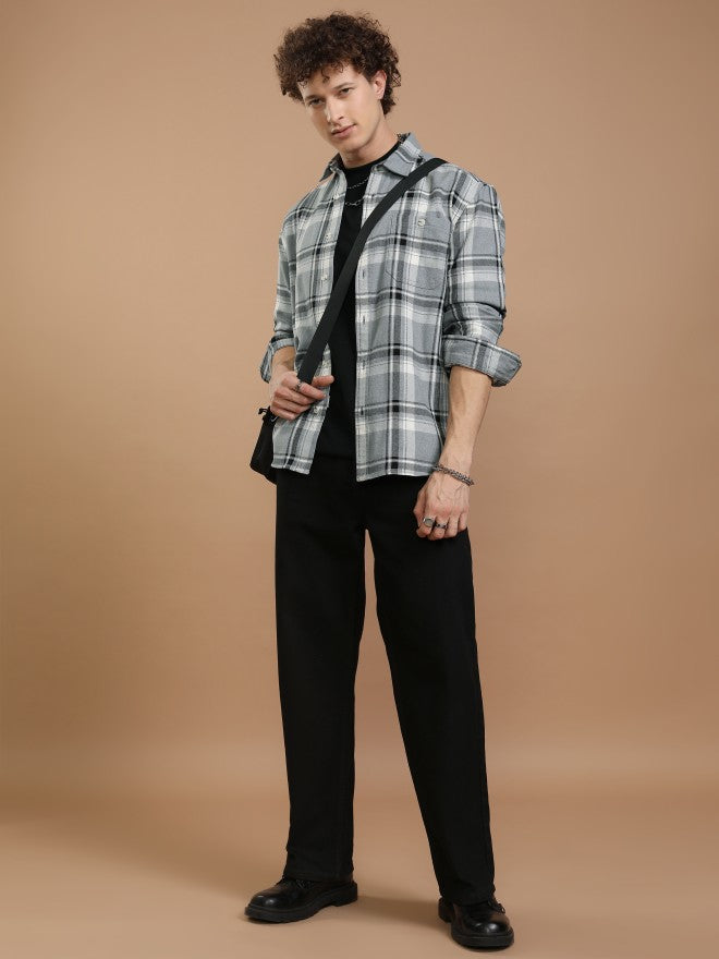 Highlander Men Blue Checked Relaxed Fit Casual Shirt - Blue - Image 2