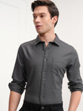 Highlander Men Grey Self Design Slim Fit Casual Shirt - Grey - Image 1