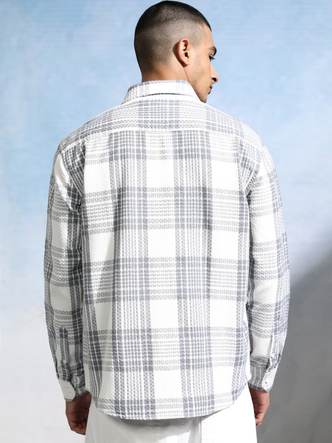 Highlander Men White Checked Relaxed Fit Casual Shirt - White - Image 3