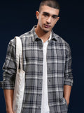 Highlander Men Grey Checked Relaxed Fit Casual Shirt - Grey - Image 1