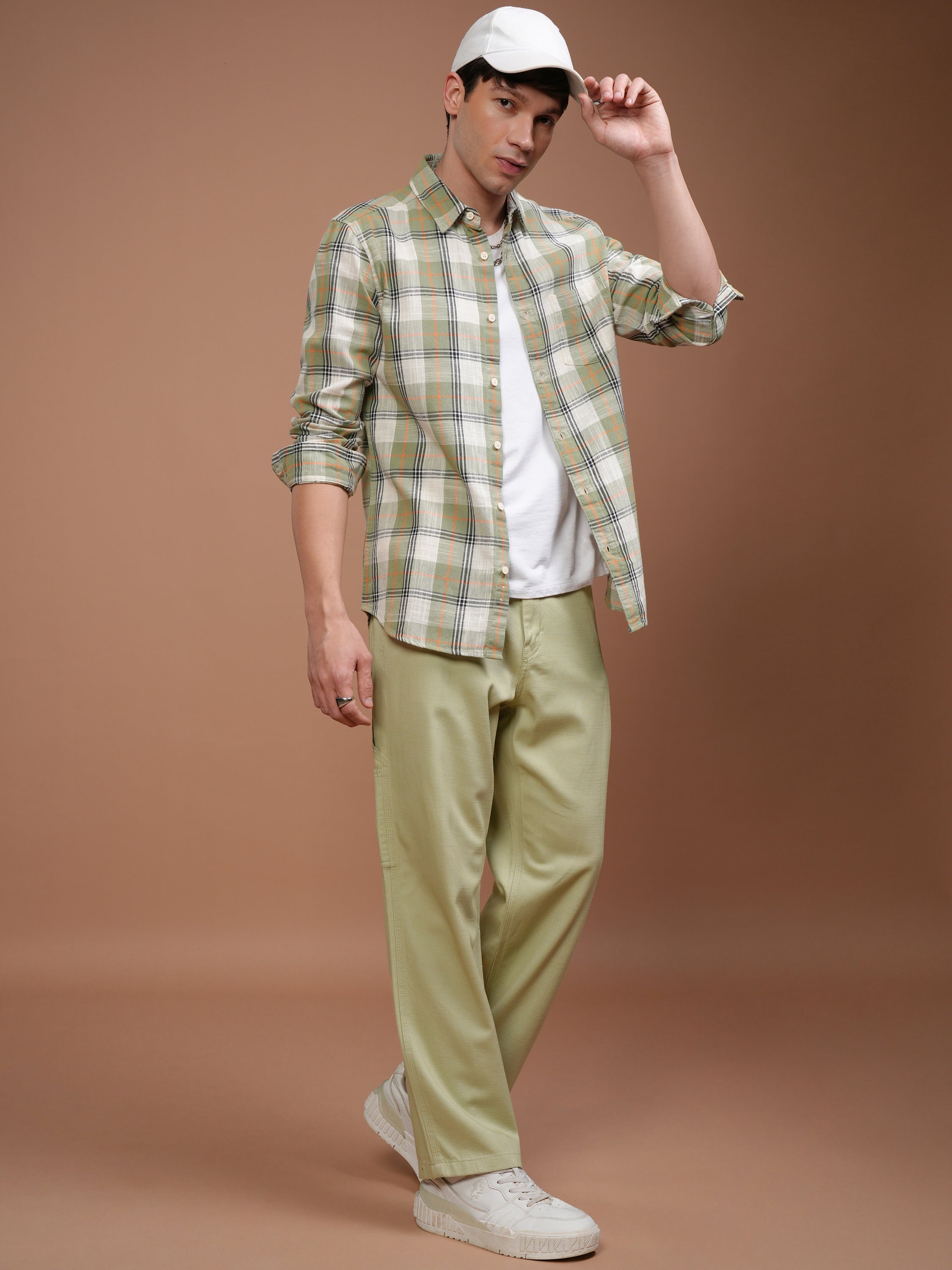 Highlander Men Olive Checked Slim Fit Casual Shirt - Olive - Image 2