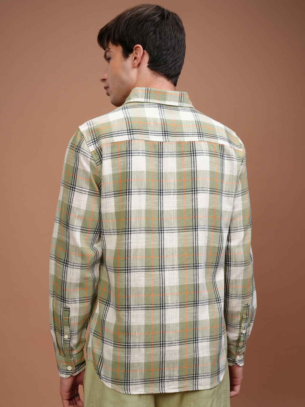 Highlander Men Olive Checked Slim Fit Casual Shirt - Olive - Image 3