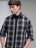 Highlander Men Black Checked Slim Fit Casual Shirt - Black - Image 1