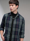 Highlander Men Green Checked Slim Fit Casual Shirt - Green - Image 1