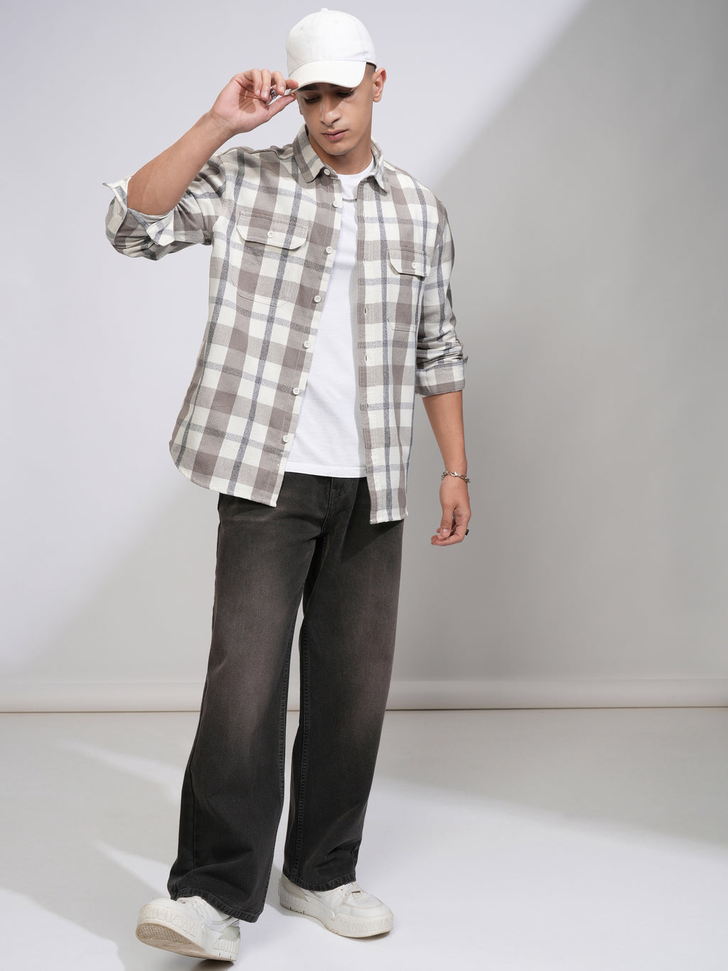 Highlander Men Tan Checked Relaxed Fit Casual Shirt - Tan - Image 2