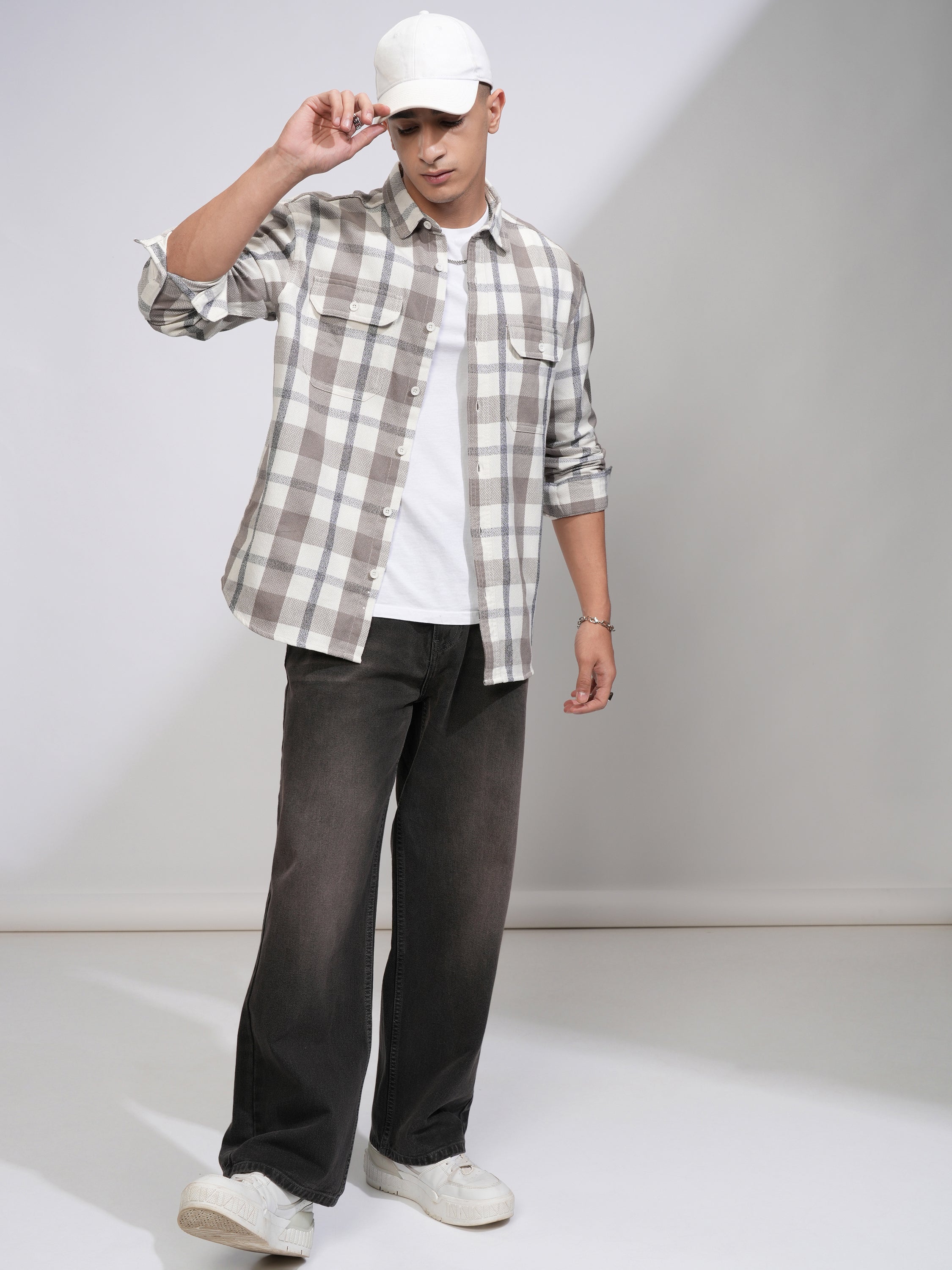 Highlander Men Tan Checked Relaxed Fit Casual Shirt - Tan - Image 2