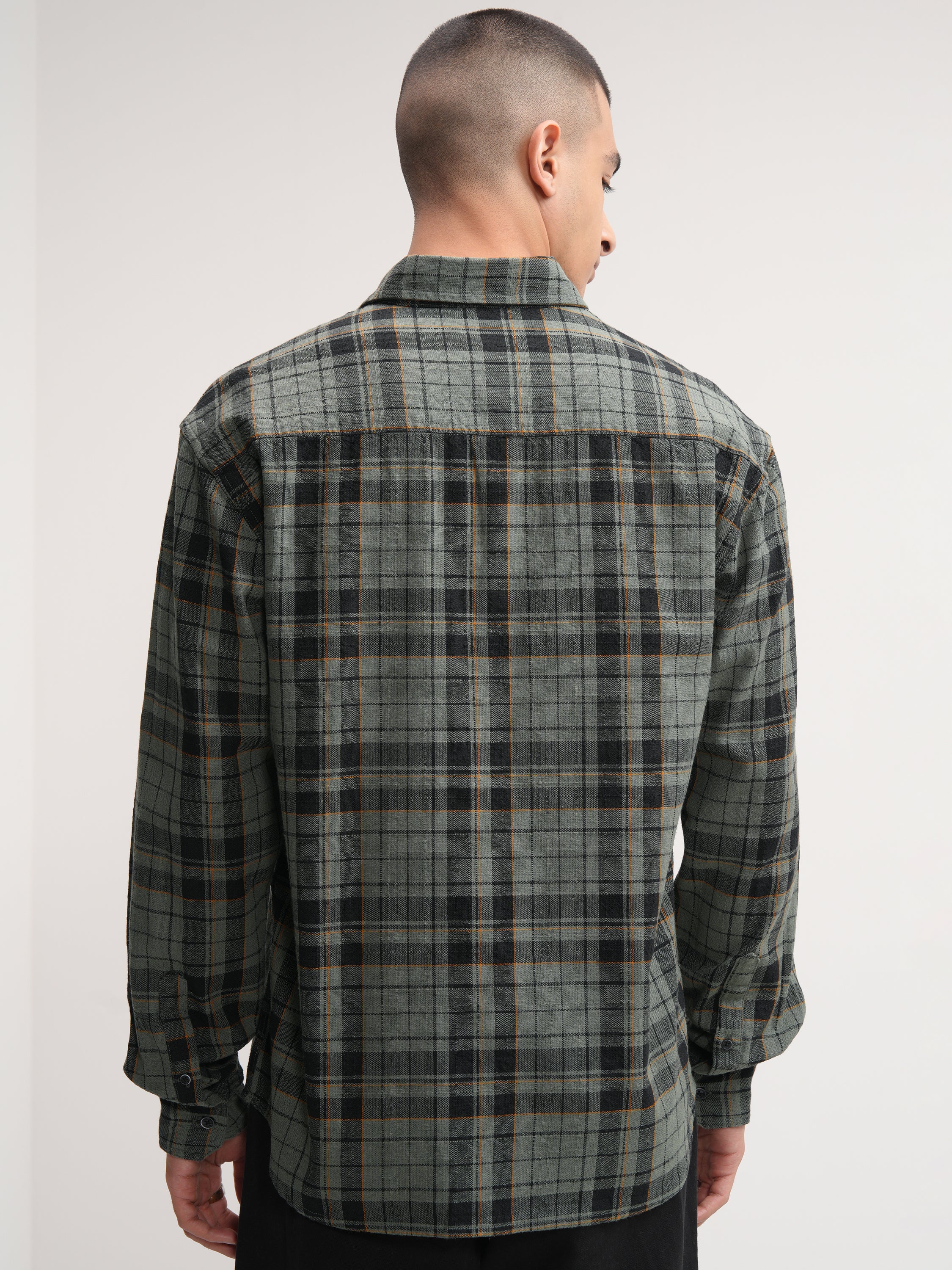 Highlander Men Green Checked Relaxed Fit Casual Shirt - Green - Image 3