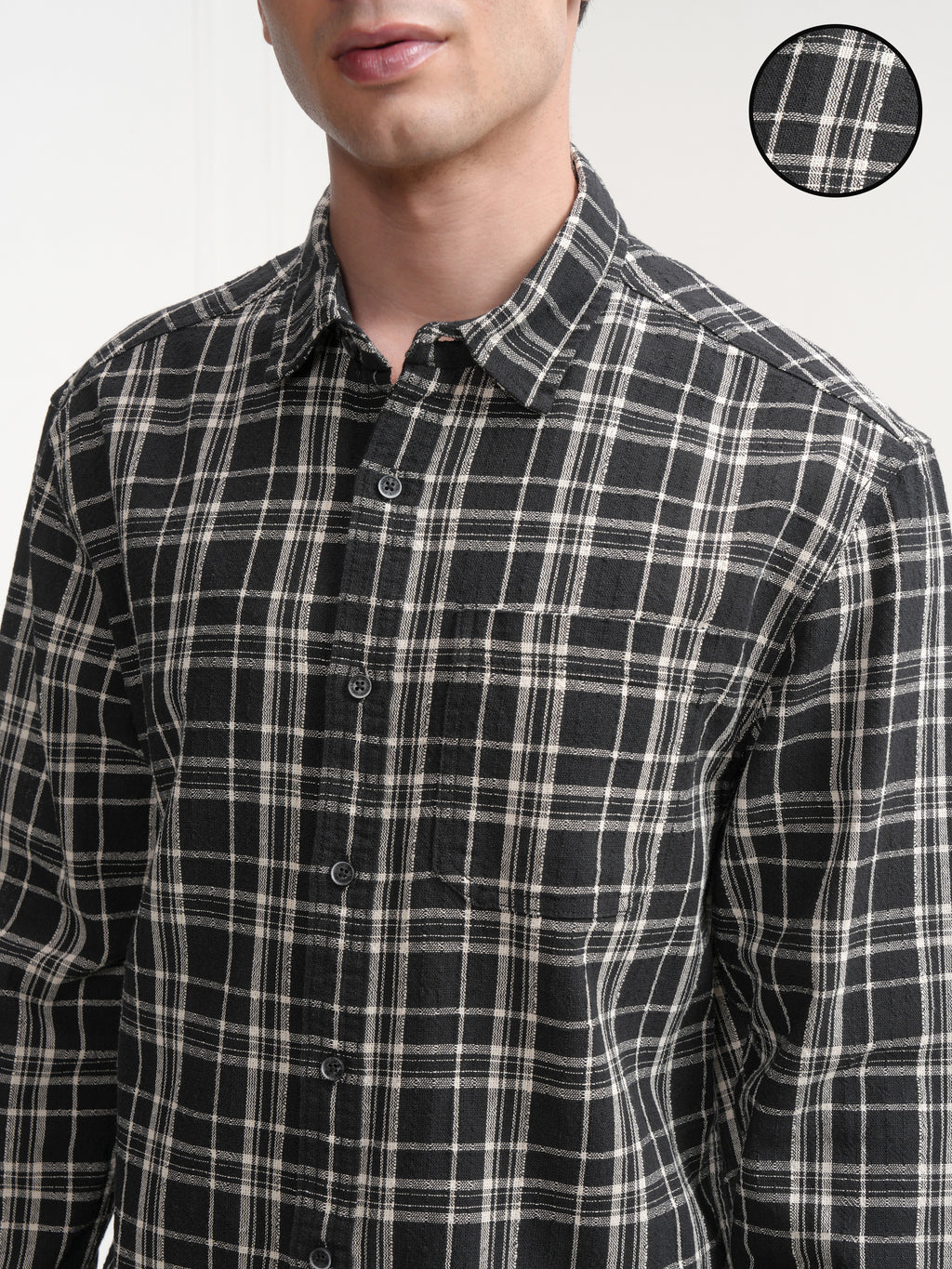 Highlander Men Black Checked Relaxed Fit Casual Shirt - Black - Image 5