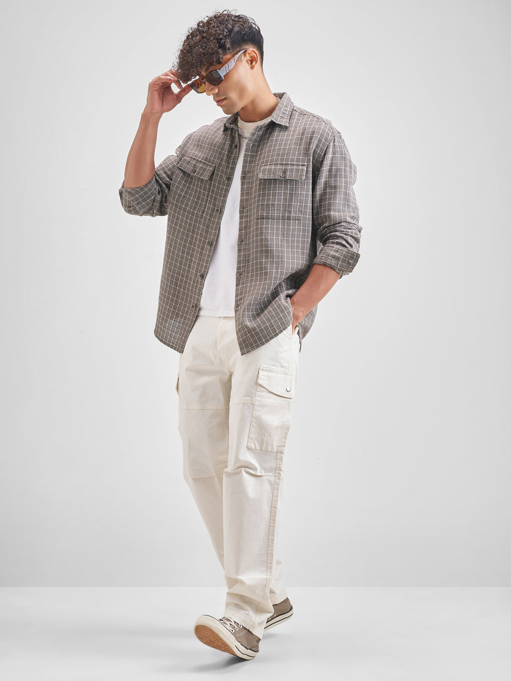 Highlander Men Charcoal Checked Relaxed Fit Casual Shirt - Charcoal - Image 2