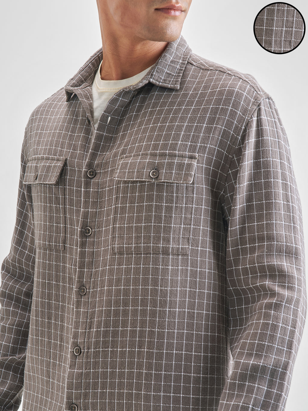 Highlander Men Charcoal Checked Relaxed Fit Casual Shirt - Charcoal - Image 5