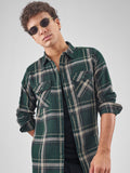 Highlander Men Green Checked Slim Fit Casual Shirt - Green - Image 1