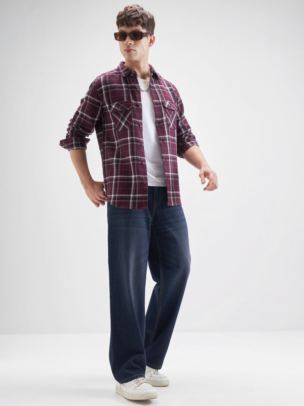 Highlander Men Maroon Checked Slim Fit Casual Shirt - Maroon - Image 2