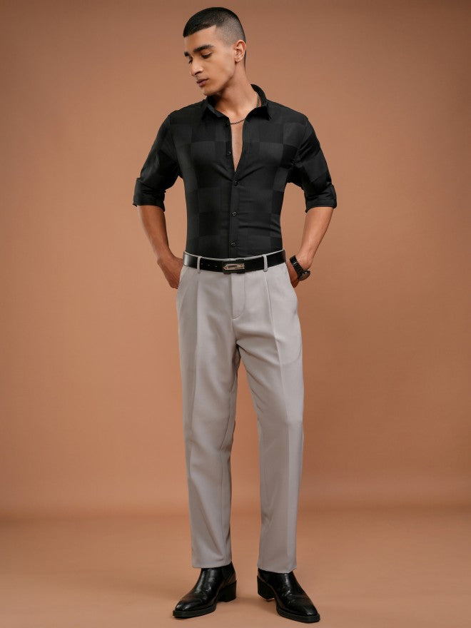 Highlander Men Black Solid Slim Fit Casual Shirt - Black - Image 2