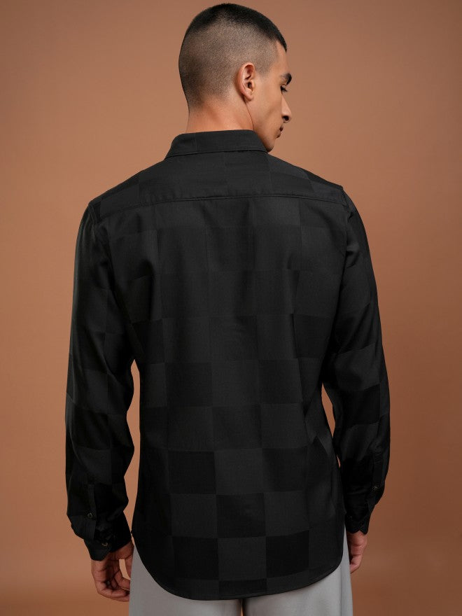Highlander Men Black Solid Slim Fit Casual Shirt - Black - Image 3