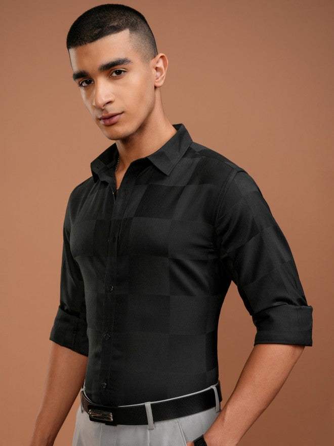 Highlander Men Black Solid Slim Fit Casual Shirt - Black - Image 4