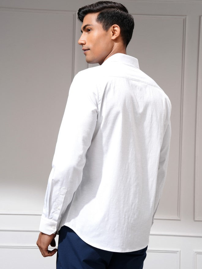 Highlander Men White Solid Slim Fit Casual Shirt - White - Image 3