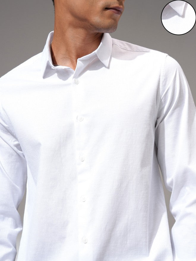 Highlander Men White Solid Slim Fit Casual Shirt - White - Image 5