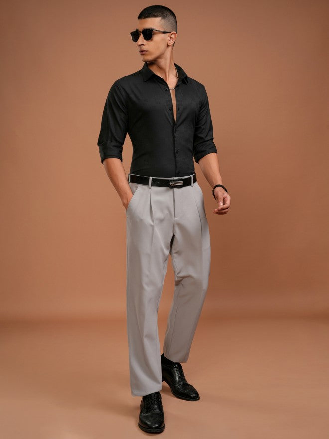 Highlander Men Black Solid Slim Fit Casual Shirt - Black - Image 2