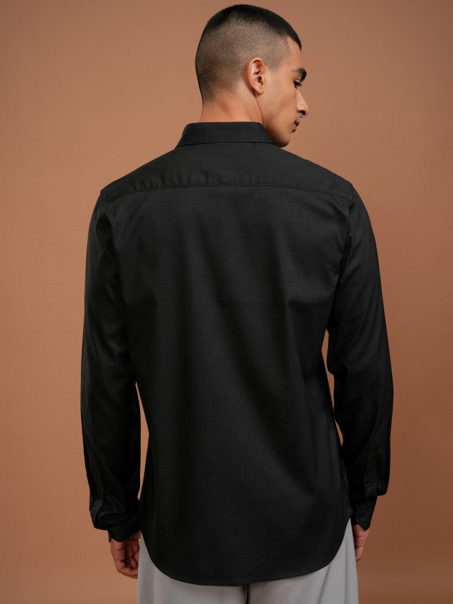 Highlander Men Black Solid Slim Fit Casual Shirt - Black - Image 3