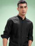 Highlander Men Black Self Design Slim Fit Casual Shirt - Black - Image 1
