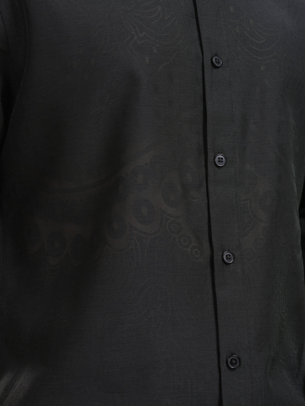 Highlander Men Black Self Design Slim Fit Casual Shirt - Black - Image 7