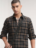Highlander Men Black Checked Slim Fit Casual Shirt - Black - Image 1