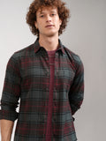 Highlander Men Maroon Checked Slim Fit Casual Shirt - Maroon - Image 1