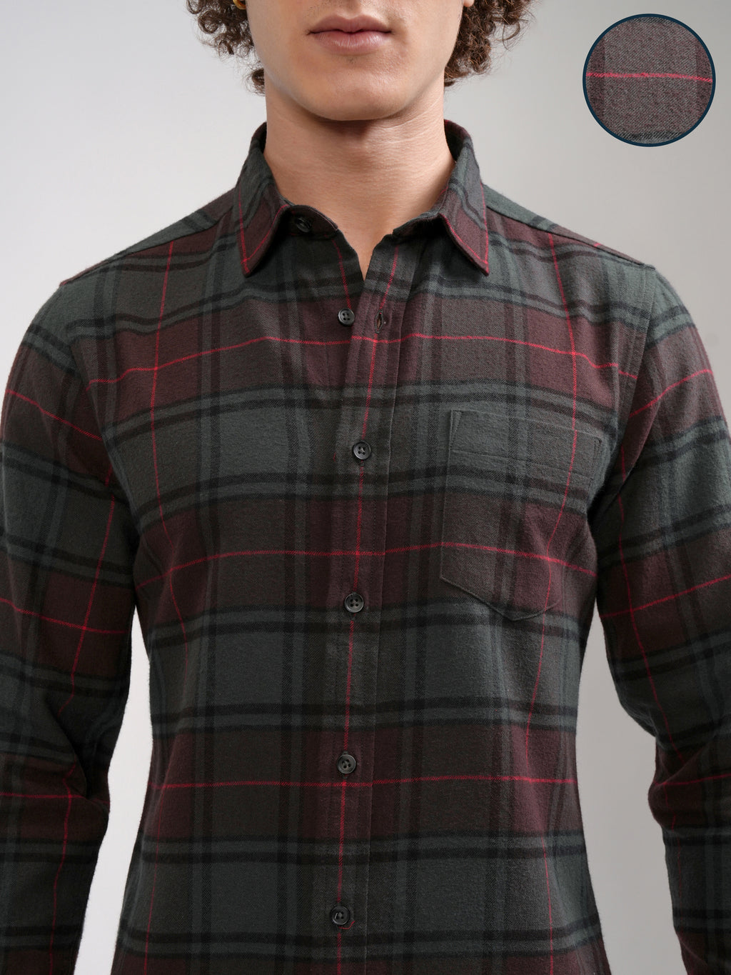 Highlander Men Maroon Checked Slim Fit Casual Shirt - Maroon - Image 5