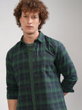 Highlander Men Green Checked Slim Fit Casual Shirt - Green - Image 1