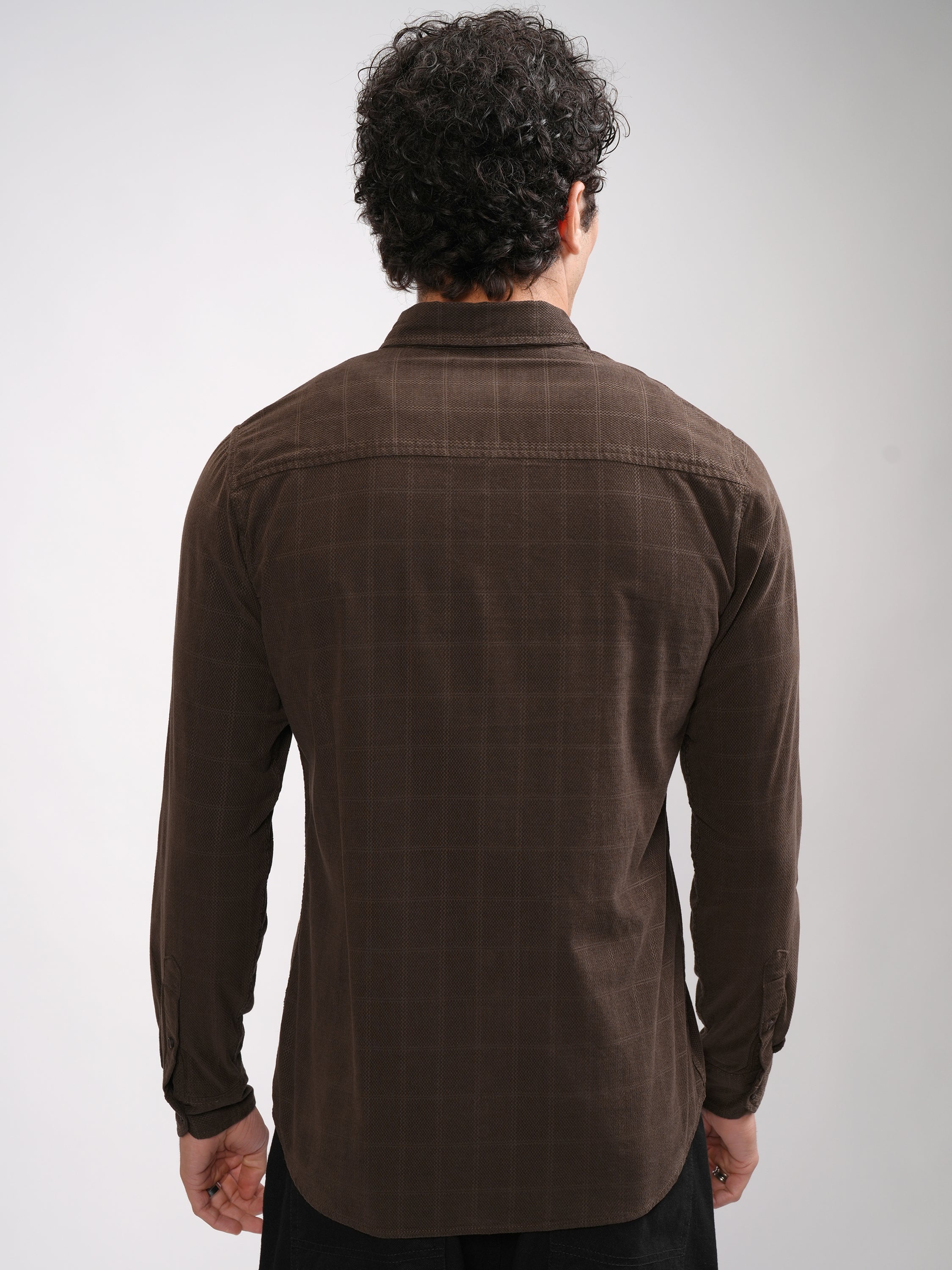Highlander Men Brown Checked Slim Fit Casual Shirt - Brown - Image 3