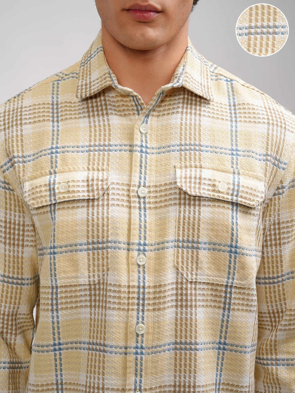 Highlander Men Yellow Checked Relaxed Fit Casual Shirt - Yellow - Image 5
