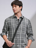 Highlander Men Grey Checked Relaxed Fit Casual Shirt - Grey - Image 1