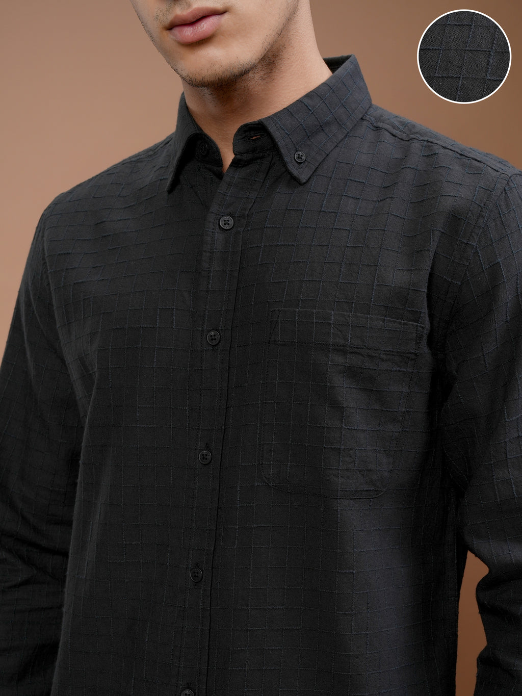 Highlander Men Black Checked Slim Fit Casual Shirt - Black - Image 5