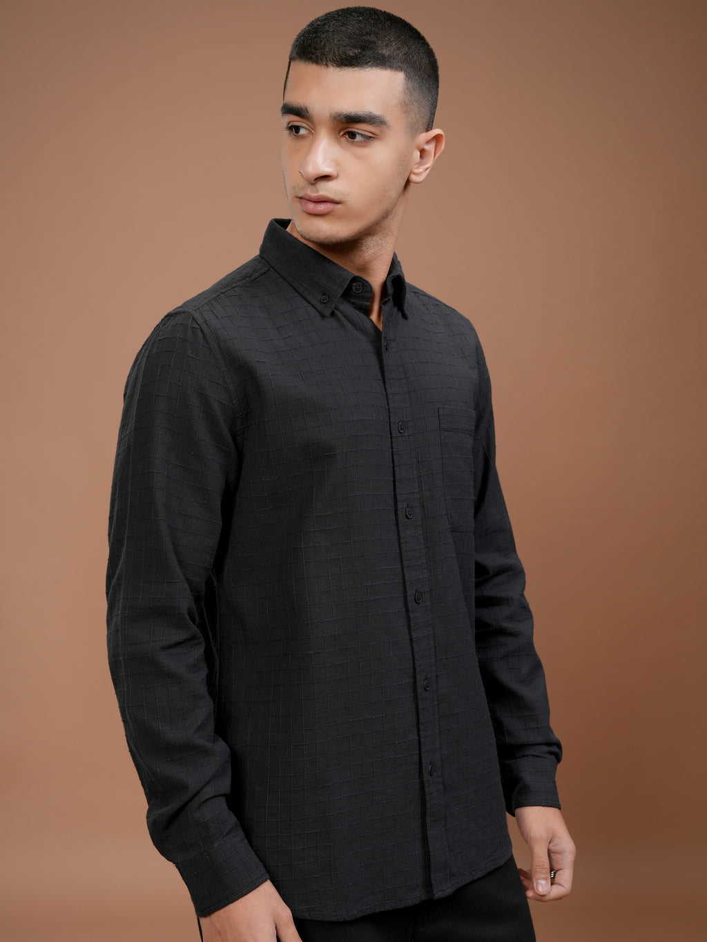 Highlander Men Black Checked Slim Fit Casual Shirt - Black - Image 6