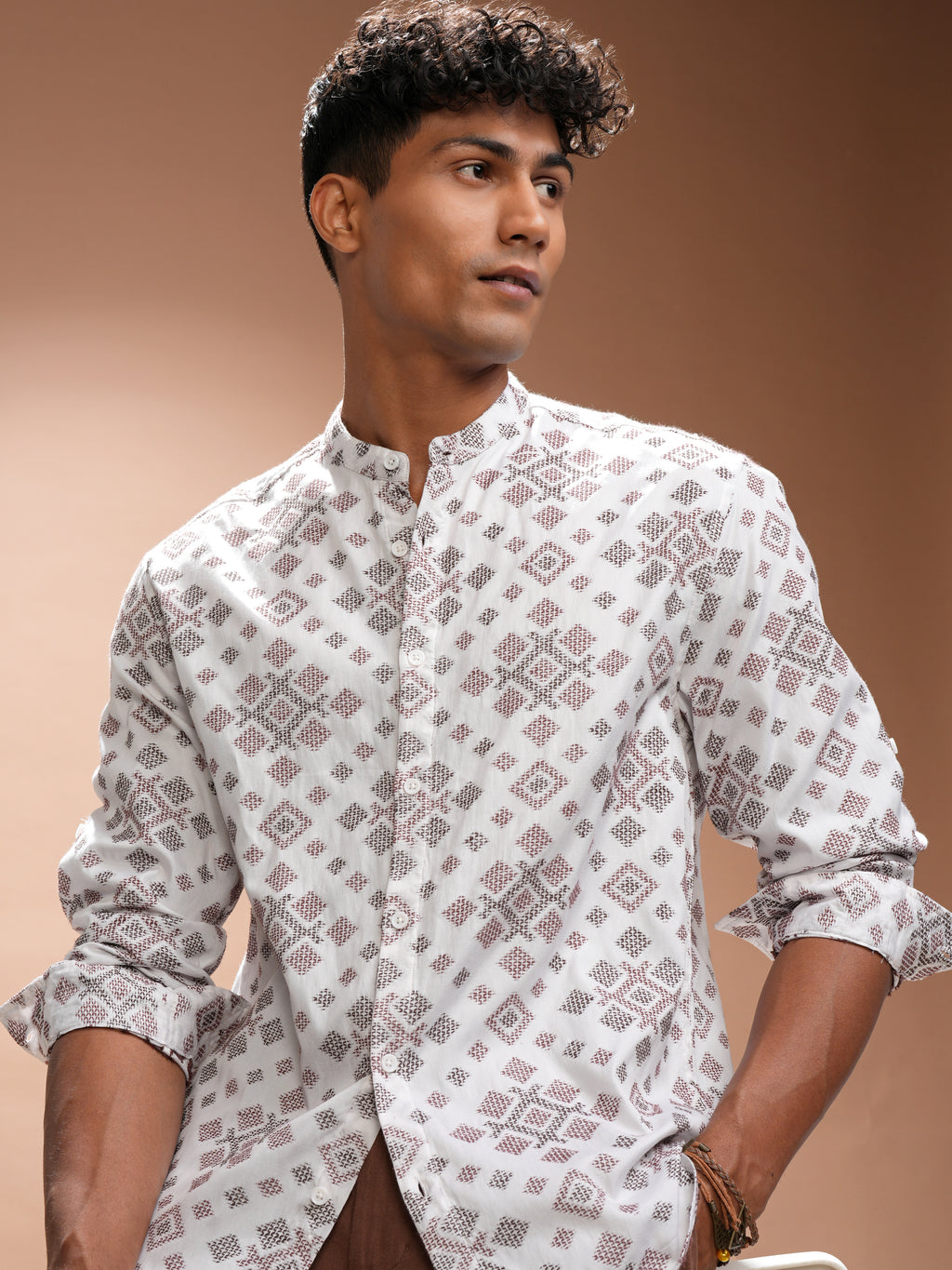 Highlander Men White Printed Relaxed Fit Casual Shirt - White - Image 1