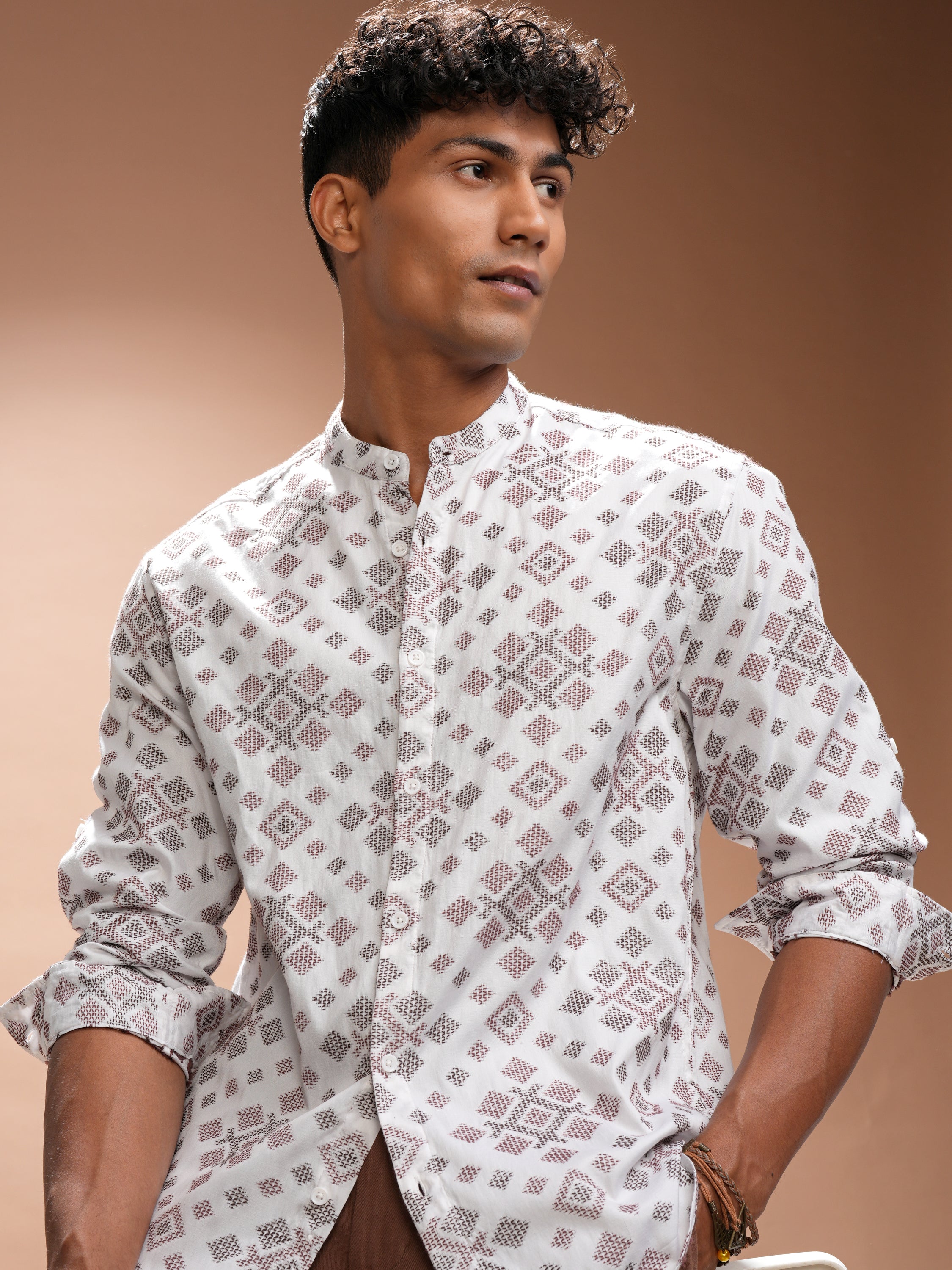 Highlander Men White Printed Relaxed Fit Casual Shirt - White - Image 1