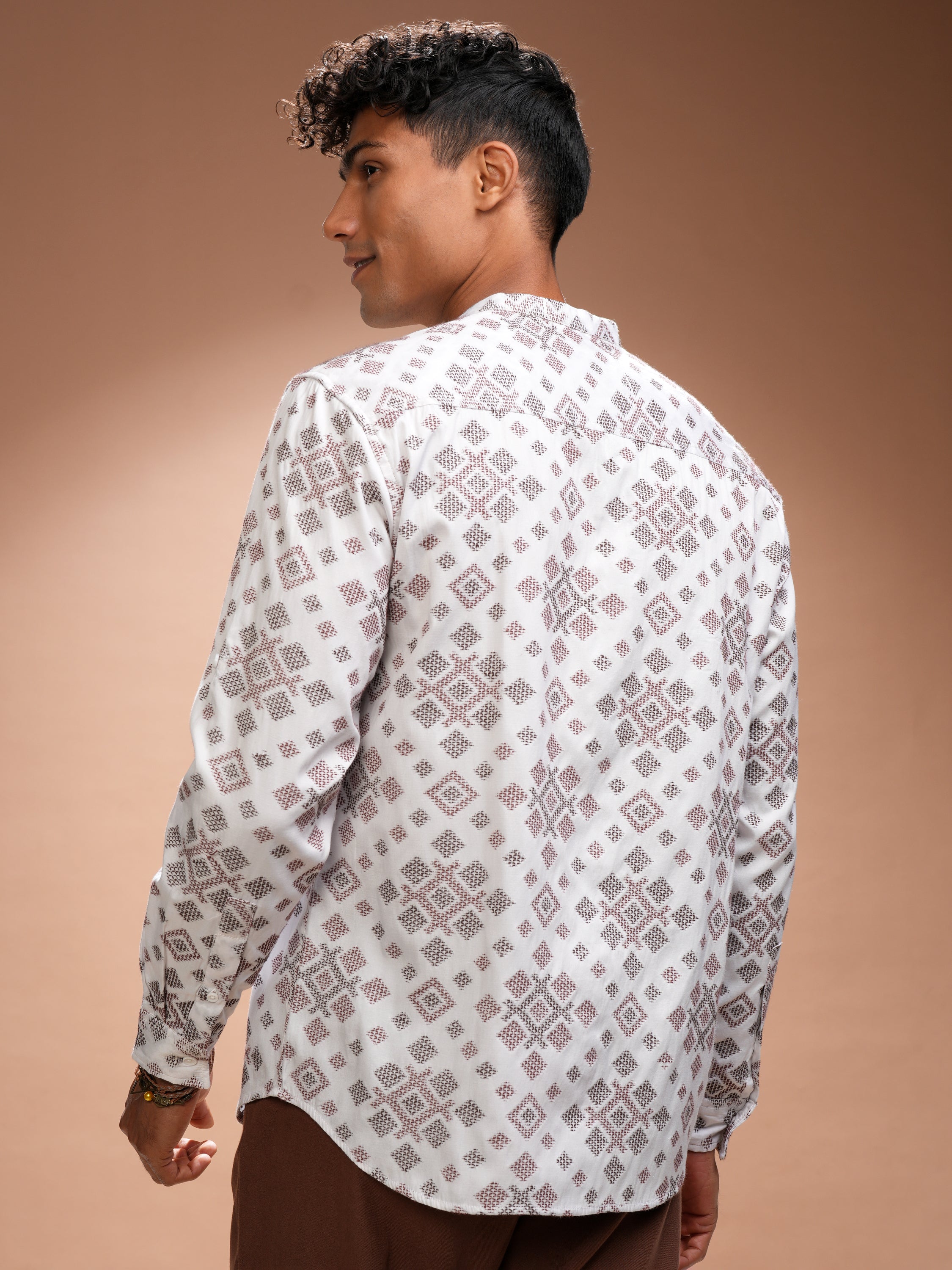 Highlander Men White Printed Relaxed Fit Casual Shirt - White - Image 3
