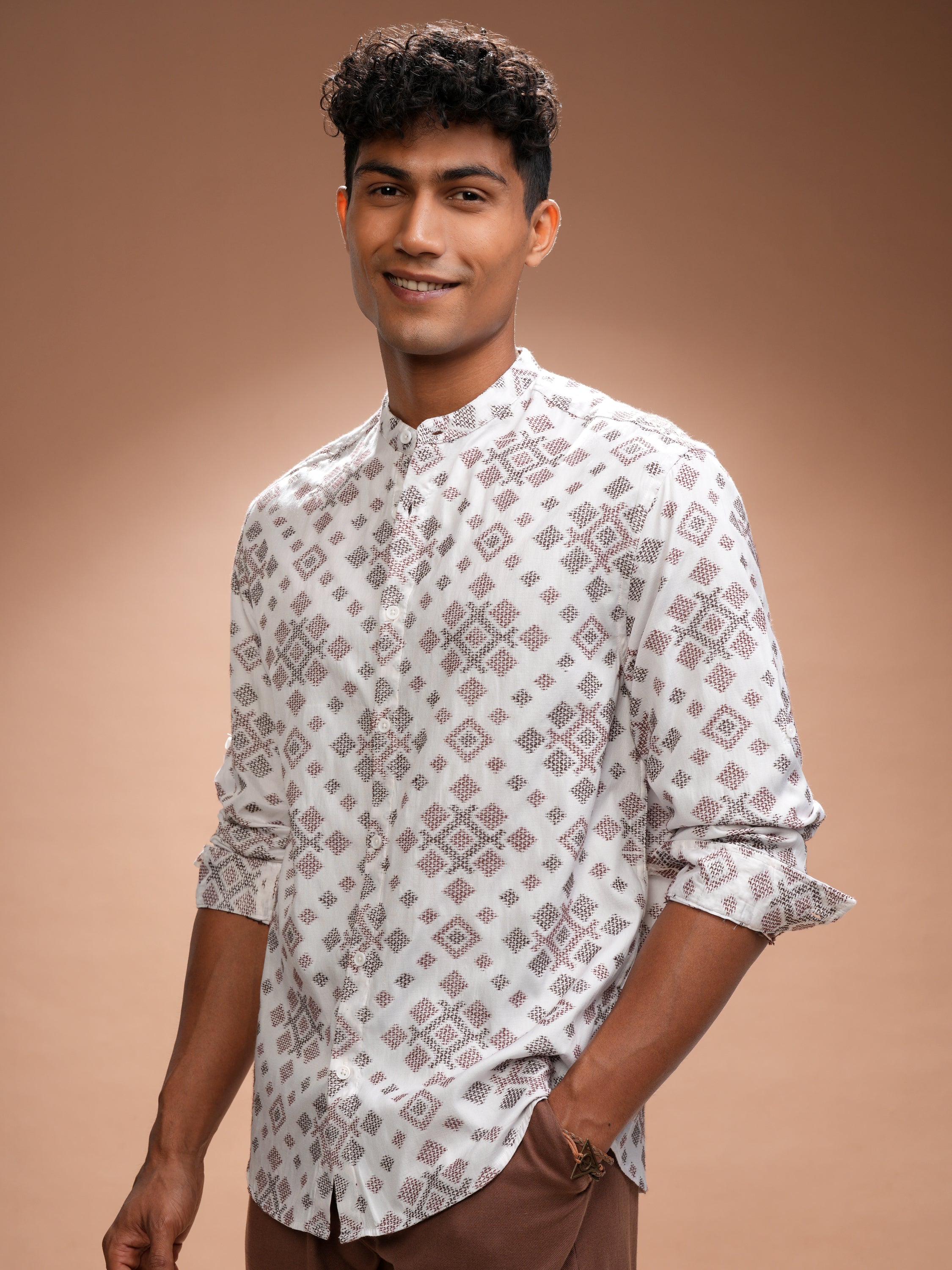Highlander Men White Printed Relaxed Fit Casual Shirt - White - Image 4