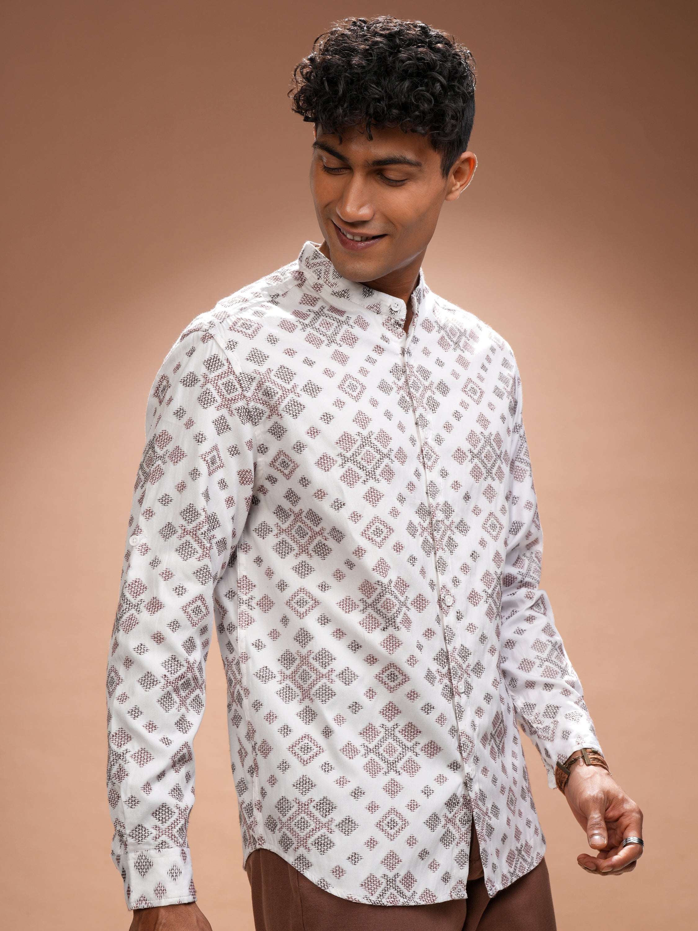 Highlander Men White Printed Relaxed Fit Casual Shirt - White - Image 6