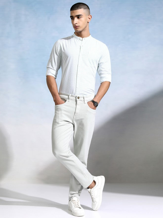 Highlander Men White Checked Slim Fit Casual Shirt - White - Image 2