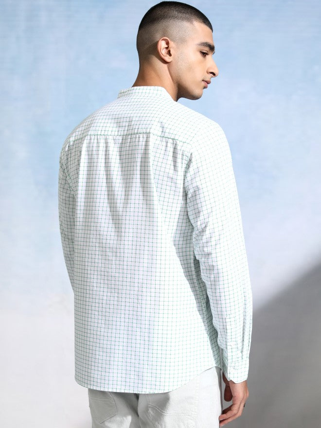 Highlander Men White Checked Slim Fit Casual Shirt - White - Image 3