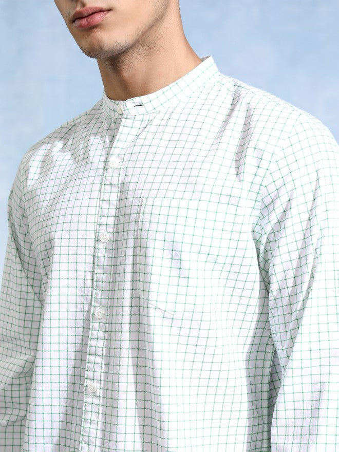 Highlander Men White Checked Slim Fit Casual Shirt - White - Image 5