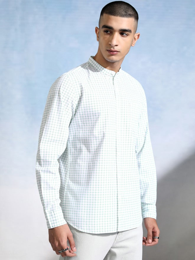 Highlander Men White Checked Slim Fit Casual Shirt - White - Image 6