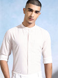 Highlander Men White Checked Slim Fit Casual Shirt - White - Image 1